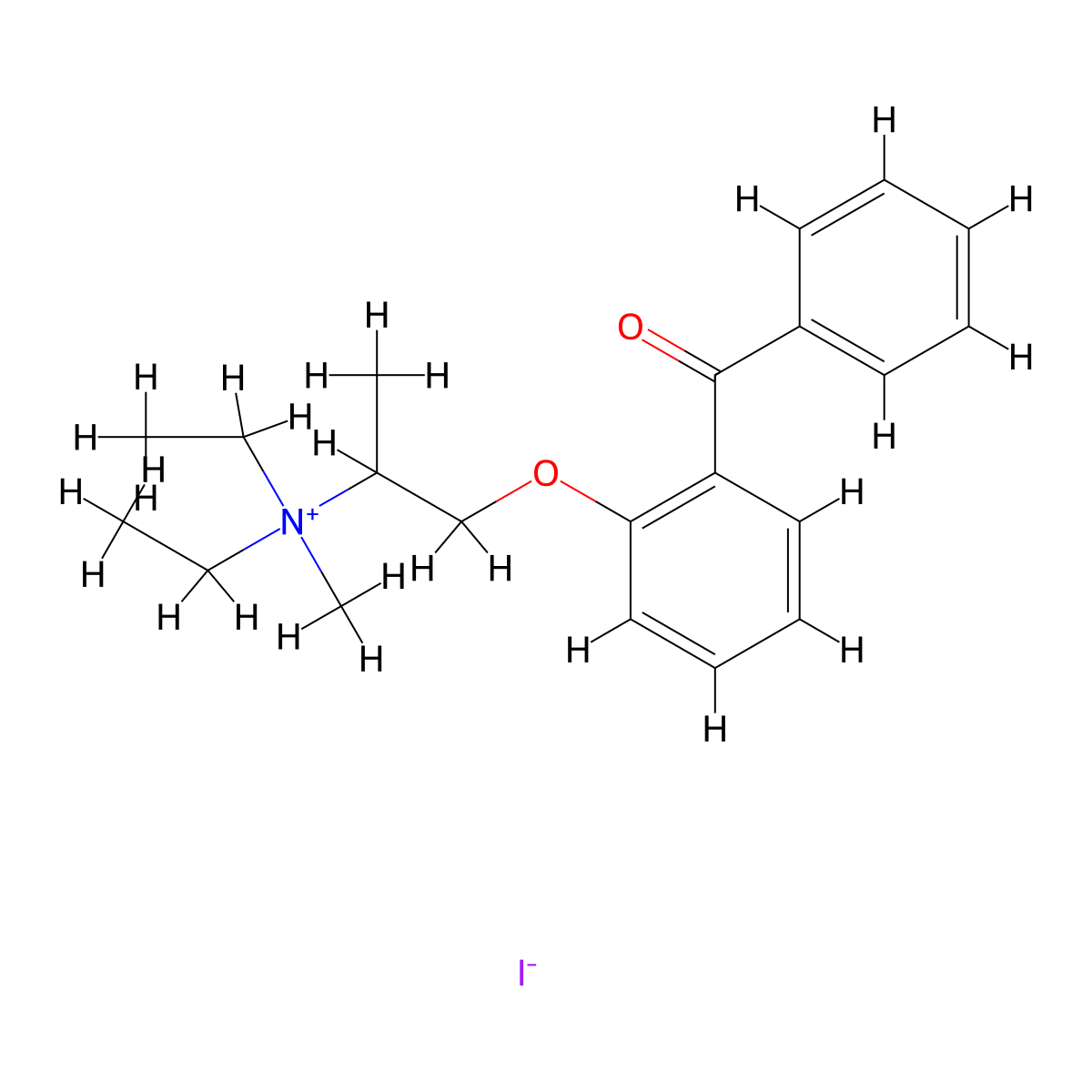 1-(2-Benzoylphenoxy)-N,N-diethyl-N-methylpropan-2-aminium iodide molecular structure, CAS 7347-85-5