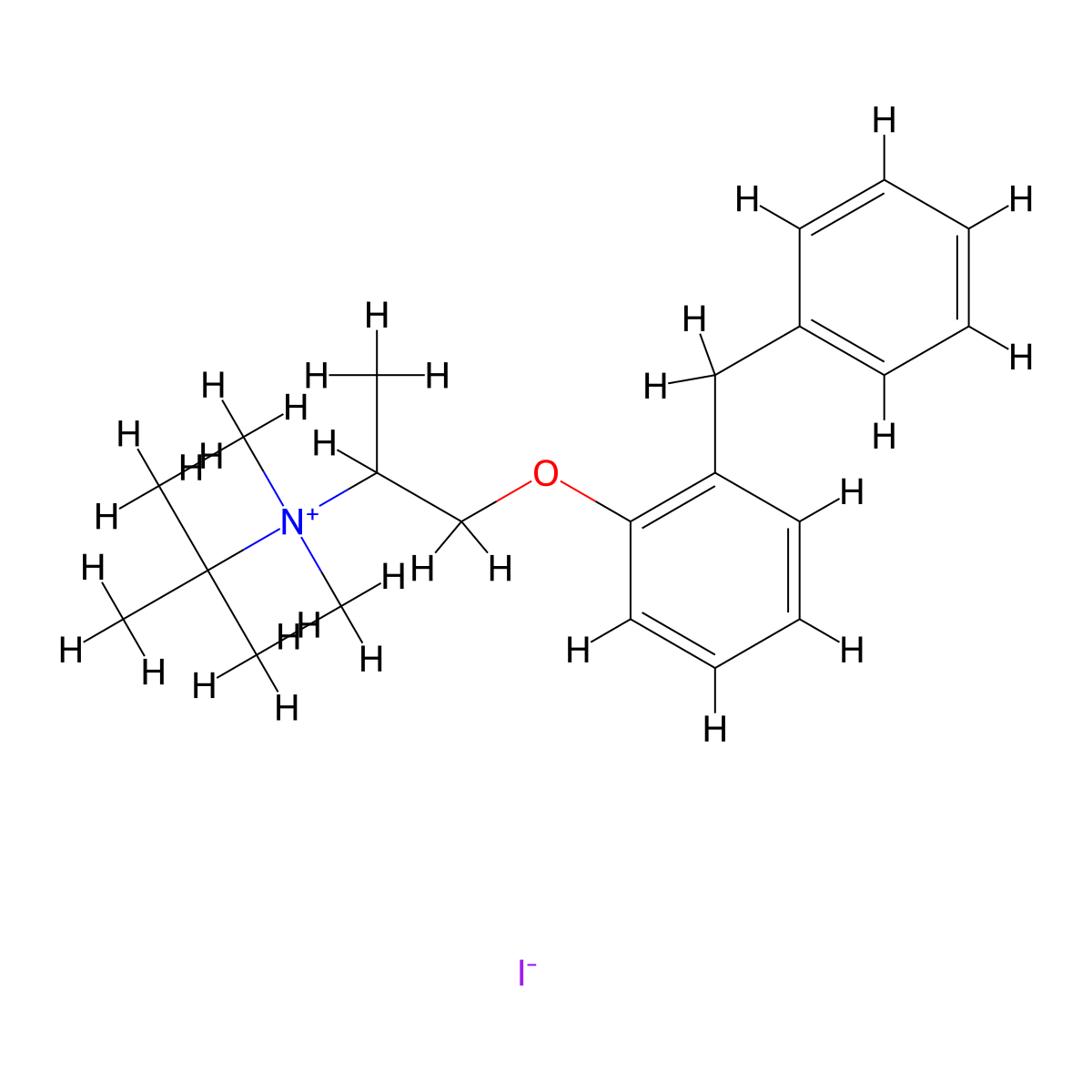 1-(2-Benzylphenoxy)-N-tert-butyl-N,N-dimethylpropan-2-aminium iodide molecular structure, CAS 7347-88-8