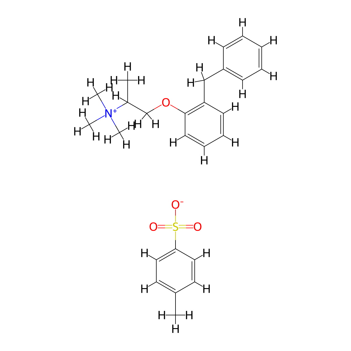 1-(2-Benzylphenoxy)-N,N,N-trimethylpropan-2-aminium 4-methylbenzene-1-sulfonate molecular structure, CAS 7347-92-4