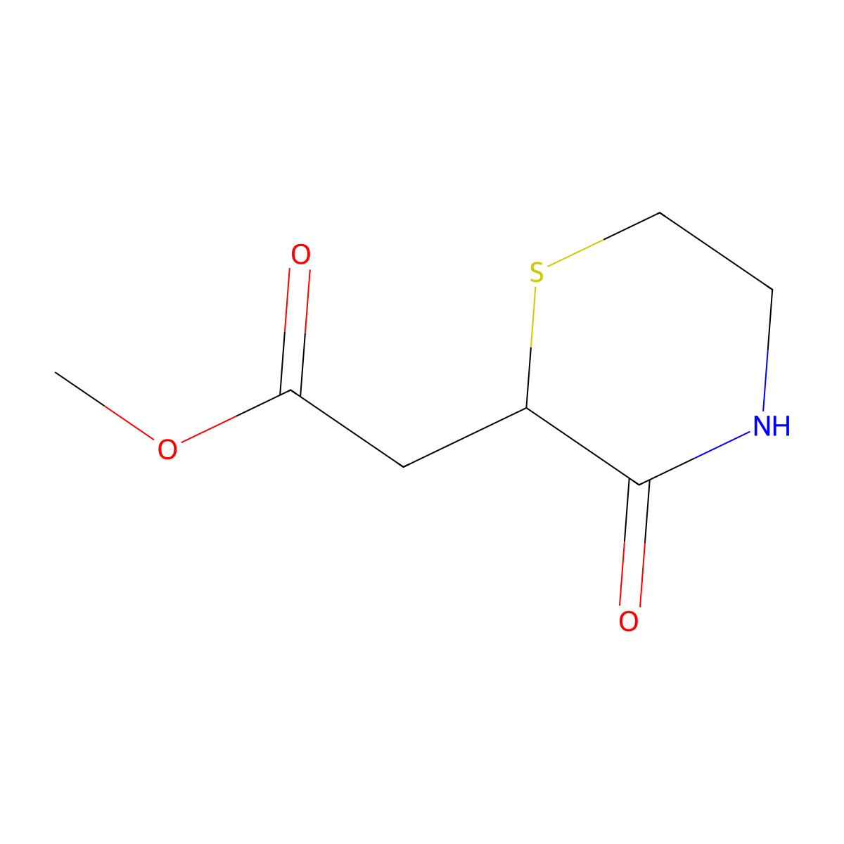 Methyl 2-(3-oxothiomorpholin-2-yl)acetate molecular structure, CAS 73477-13-1