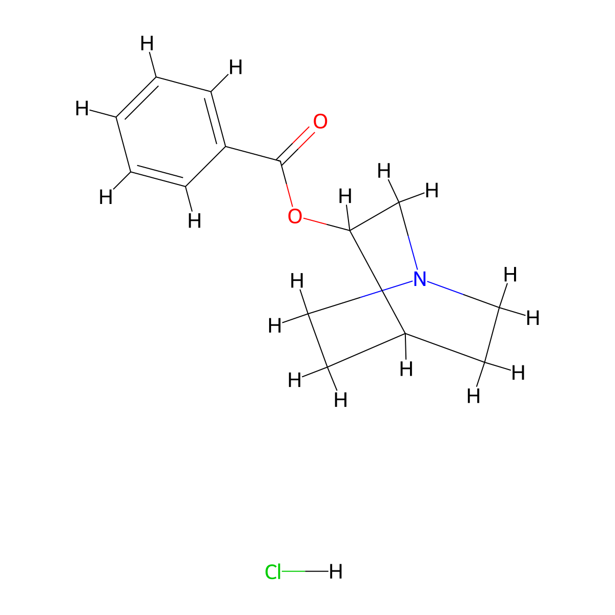 1-Azabicyclo(2.2.2)octan-3-ol, 3-benzoate, hydrochloride (1:1) molecular structure, CAS 7348-26-7