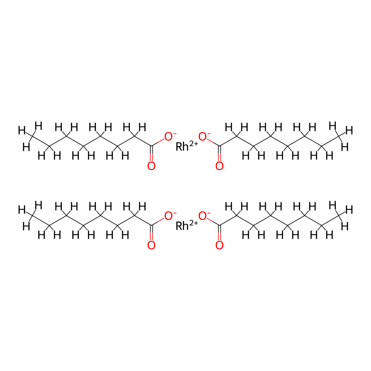 Rhodium, tetrakis(mu-(octanoato-kappaO:kappaO'))di-, (Rh-Rh) molecular structure, CAS 73482-96-9