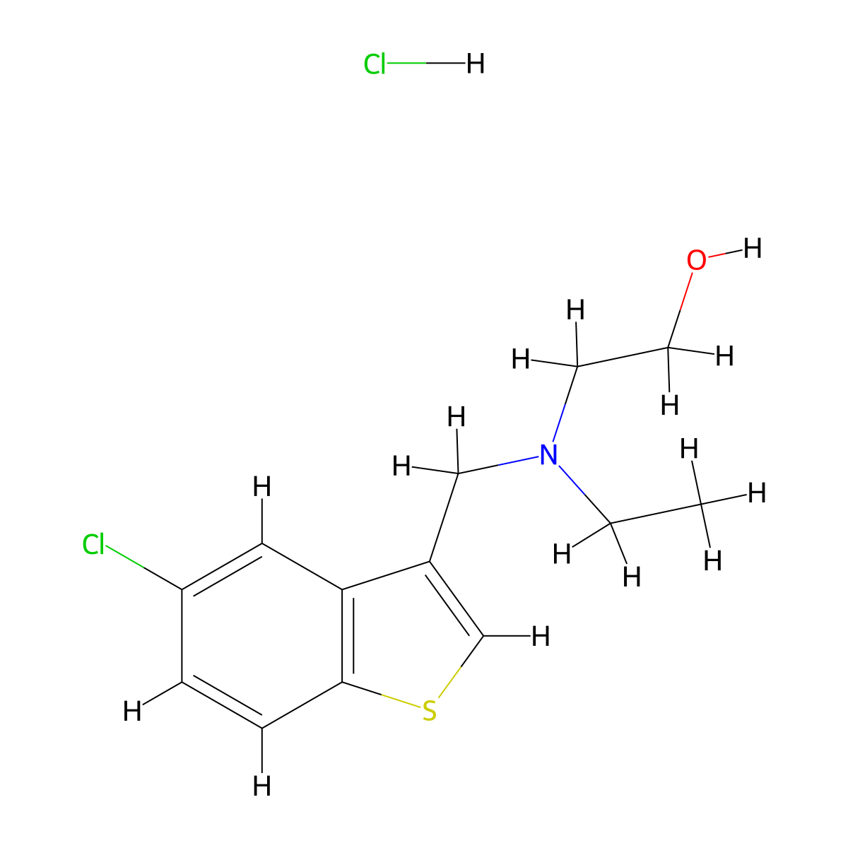 Ethanol, 2-(N-((5-chlorobenzo(b)thien-3-yl)methyl)-N-ethylamino)-, hydrochloride molecular structure, CAS 7349-44-2
