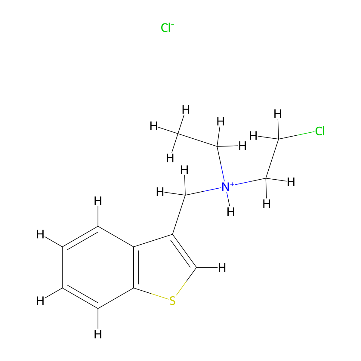 Benzo(b)thiophene-3-methylamine, N-(2-chloroethyl)-N-ethyl-, hydrochloride molecular structure, CAS 7349-45-3