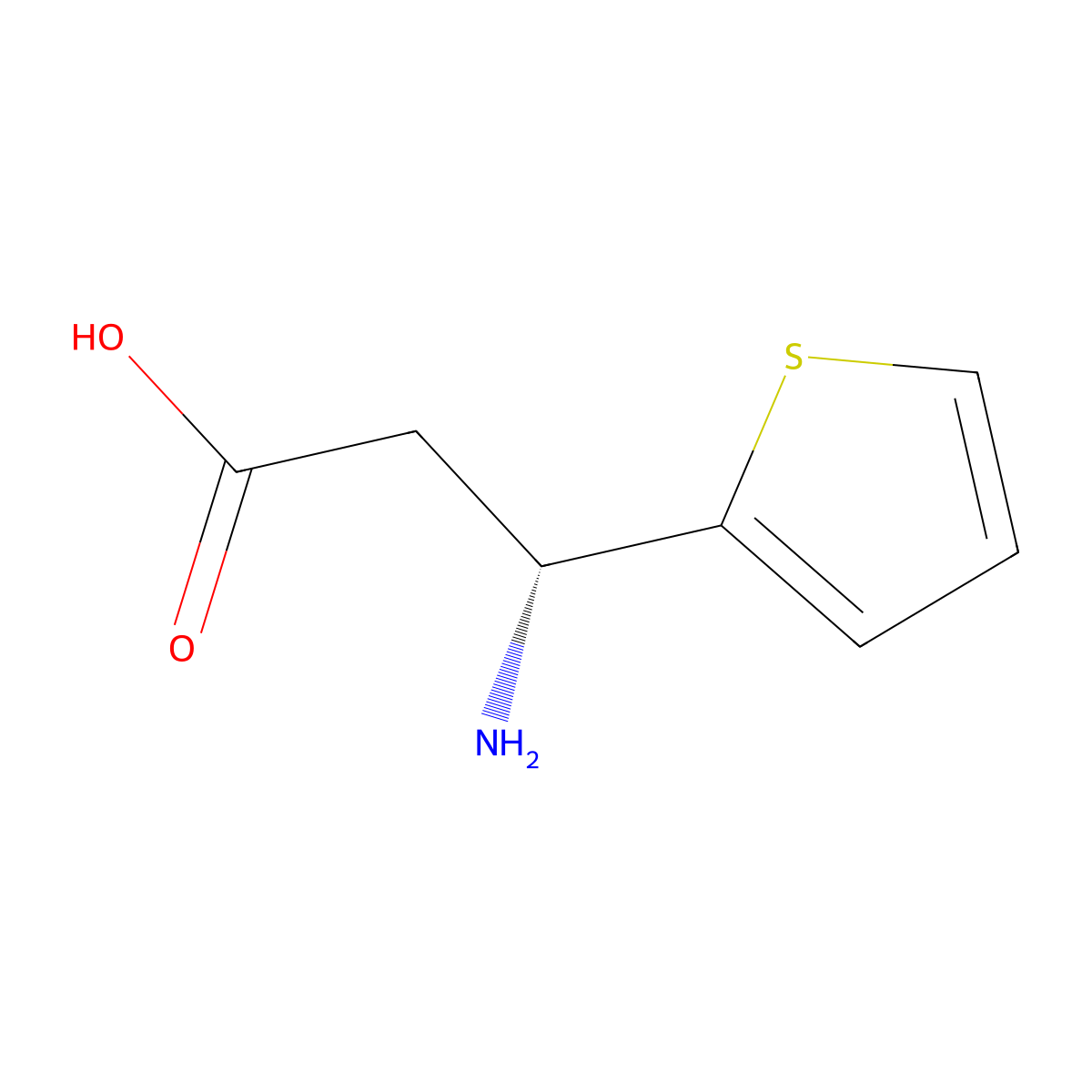 (R)-3-Amino-3-(thiophen-2-yl)propanoic acid molecular structure, CAS 73495-10-0