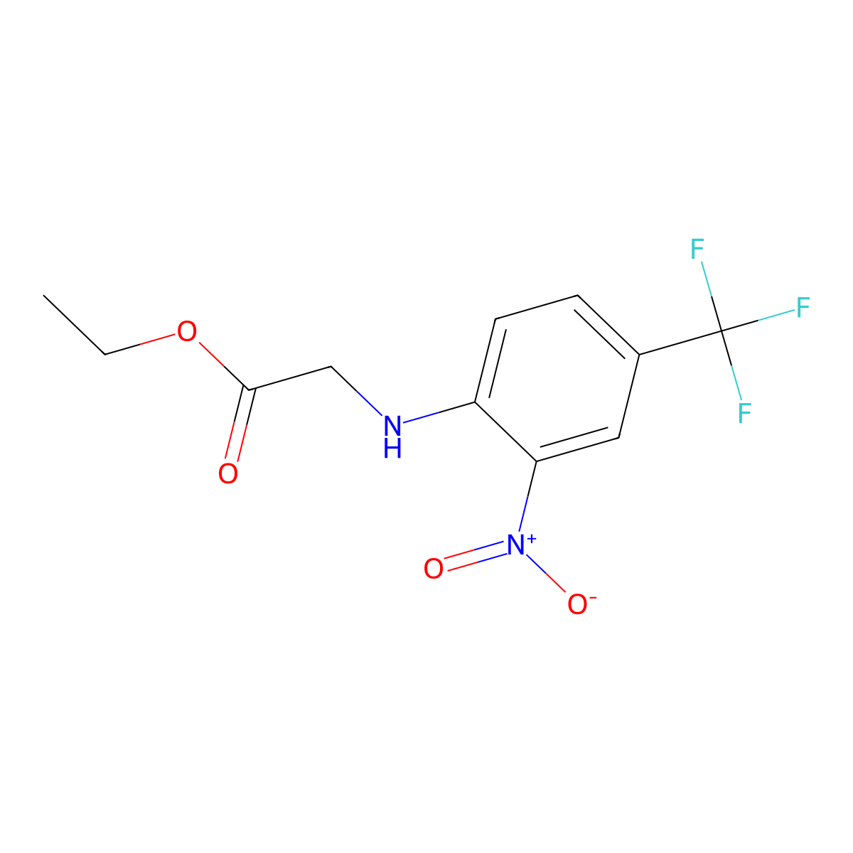 Ethyl 2-((2-nitro-4-(trifluoromethyl)phenyl)amino)acetate molecular structure, CAS 735-40-0