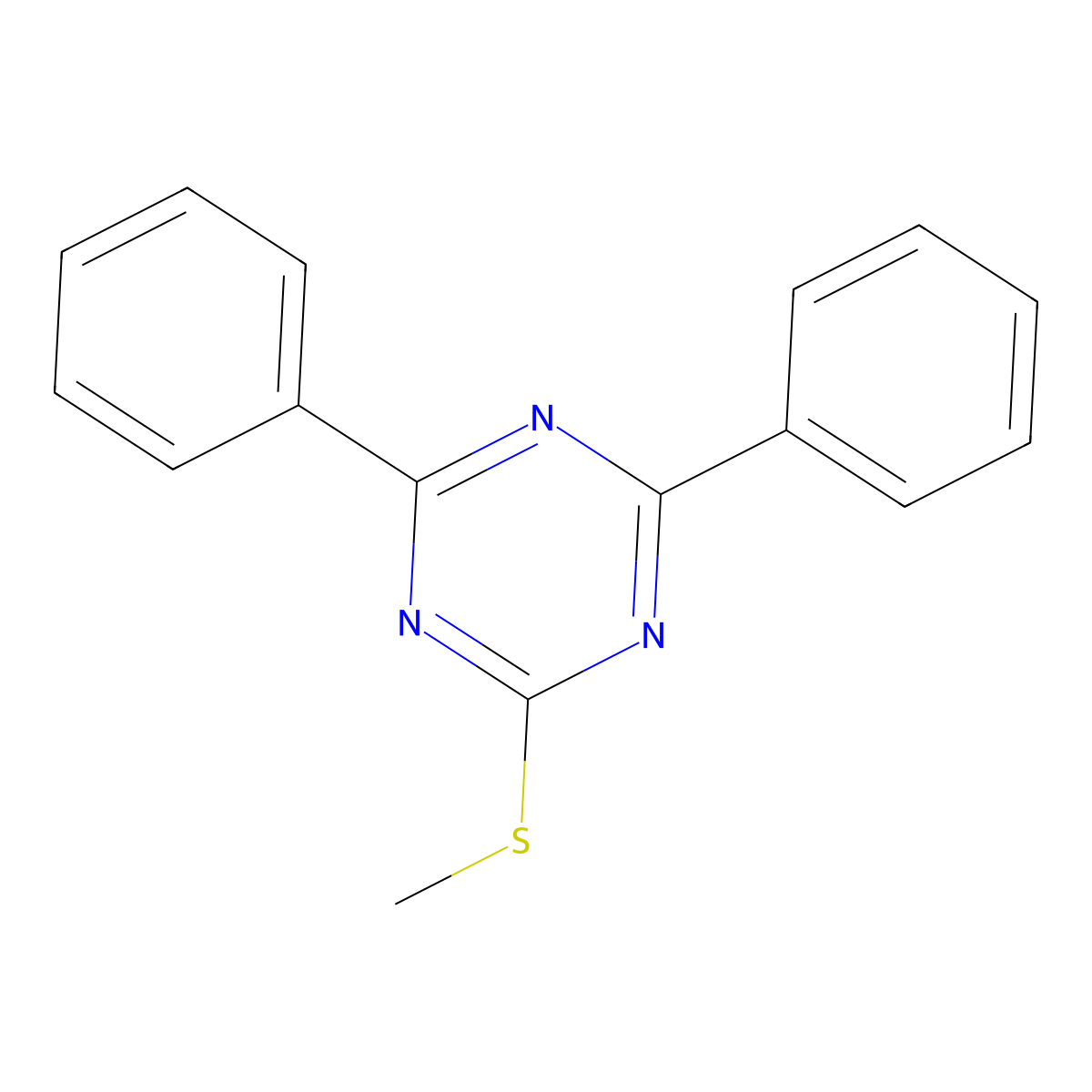 2-(Methylsulfanyl)-4,6-diphenyl-1,3,5-triazine molecular structure, CAS 735-69-3