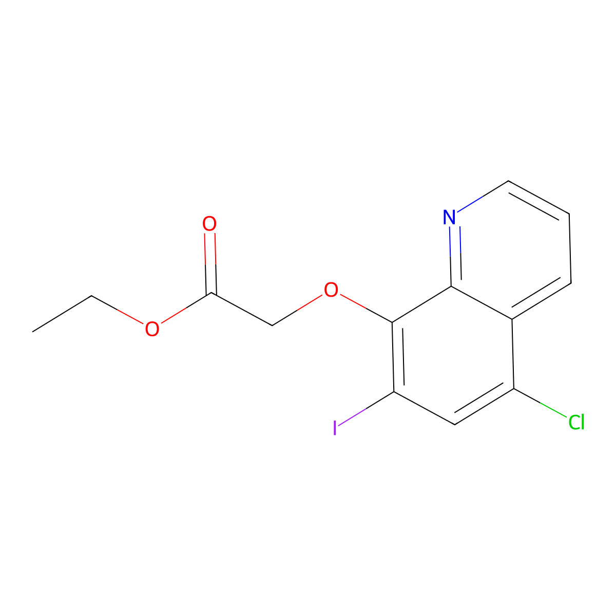 Acetic acid, [(5-chloro-7-iodo-8-quinolinyl)oxy]-, ethyl ester molecular structure, CAS 73511-39-4