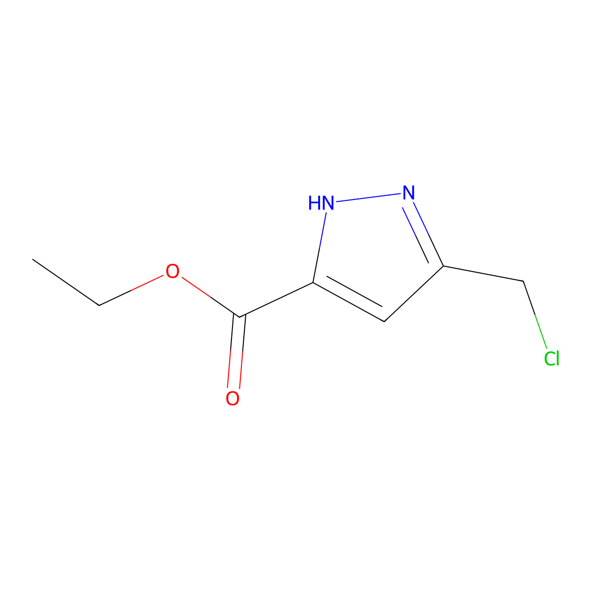 Ethyl 3-(chloromethyl)-1H-pyrazole-5-carboxylate molecular structure, CAS 73515-41-0