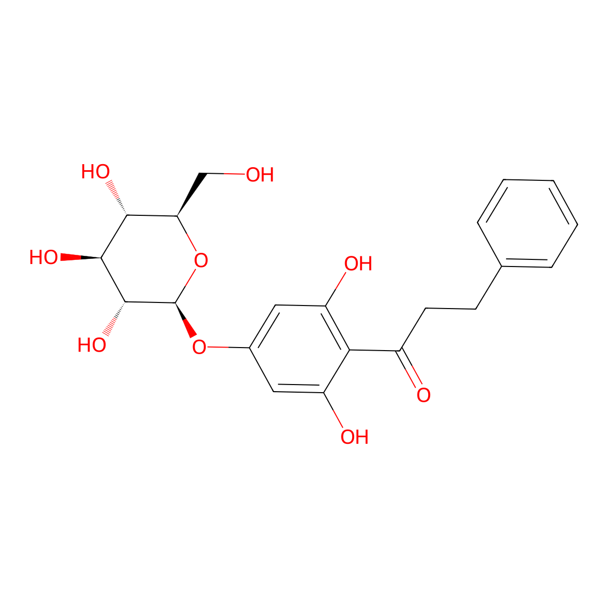 1-Propanone, 1-[4-(beta-D-glucopyranosyloxy)-2,6-dihydroxyphenyl]-3-phenyl- molecular structure, CAS 73519-16-1