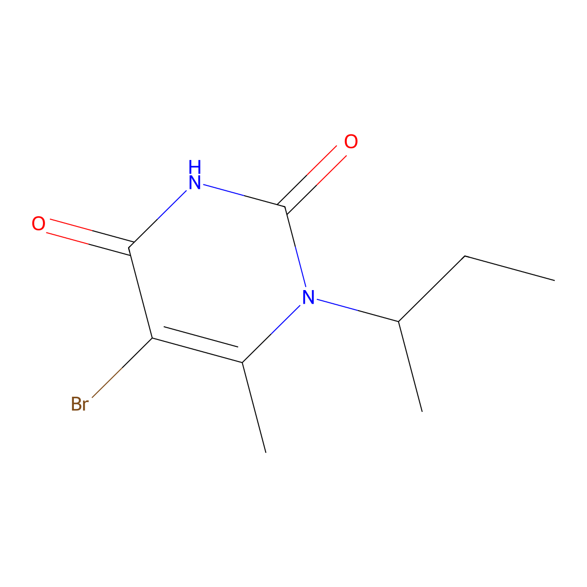 Uracil, 5-bromo-1-sec-butyl-6-methyl- molecular structure, CAS 7352-11-6