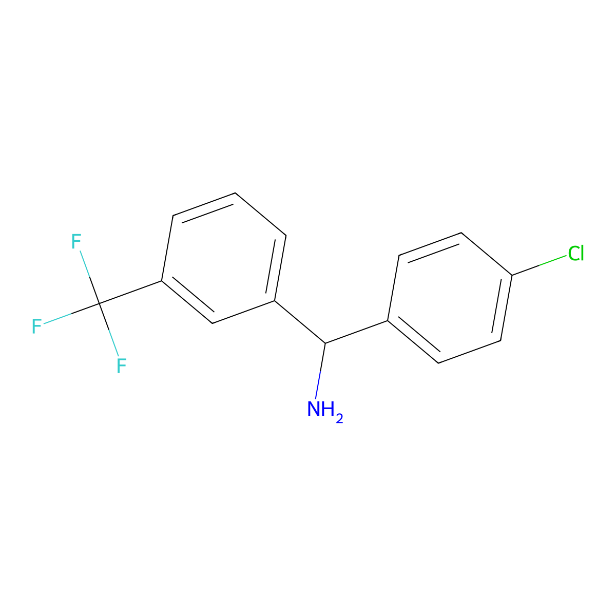 (4-Chlorophenyl)[3-(trifluoromethyl)phenyl]methanamine molecular structure, CAS 735209-67-3