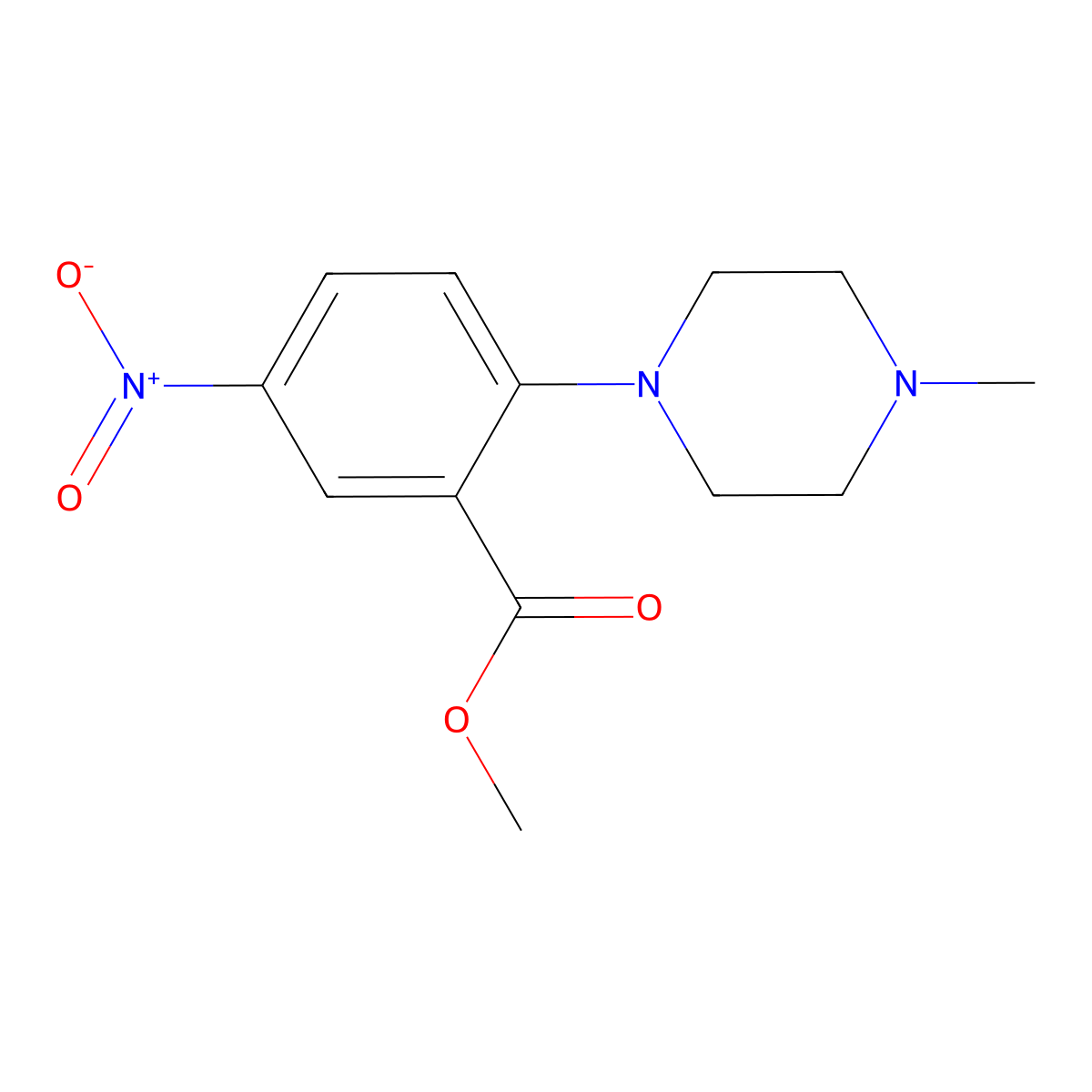 Methyl 2-(4-methylpiperazino)-5-nitrobenzenecarboxylate molecular structure, CAS 735213-47-5