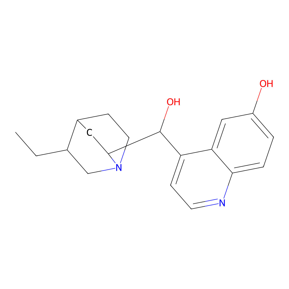 4-[(5-Ethyl-1-azabicyclo[2.2.2]octan-2-yl)-hydroxymethyl]quinolin-6-ol molecular structure, CAS 73522-75-5
