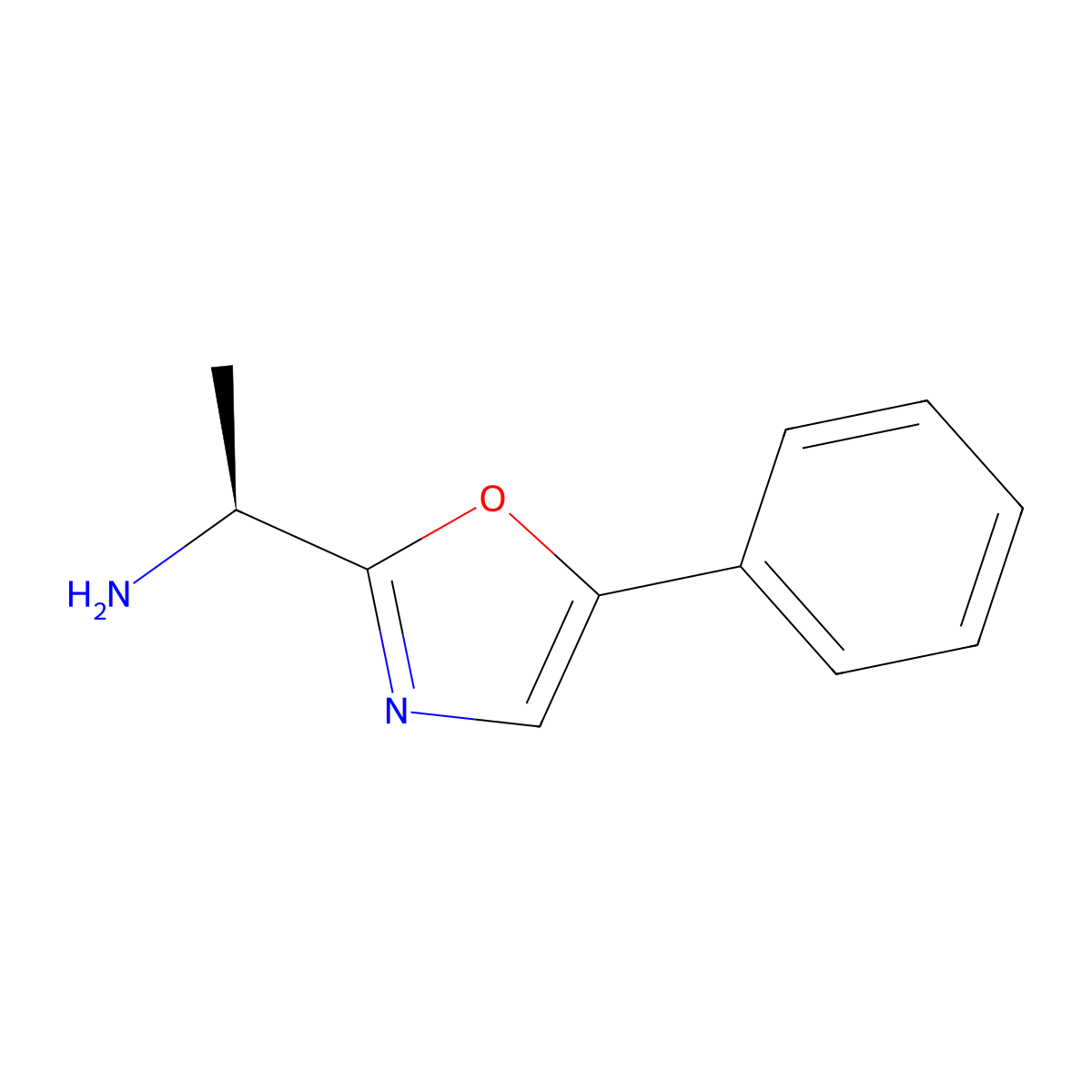 Rel-(1r)-1-(5-phenyl-1,3-oxazol-2-yl)ethan-1-amine molecular structure, CAS 735238-38-7