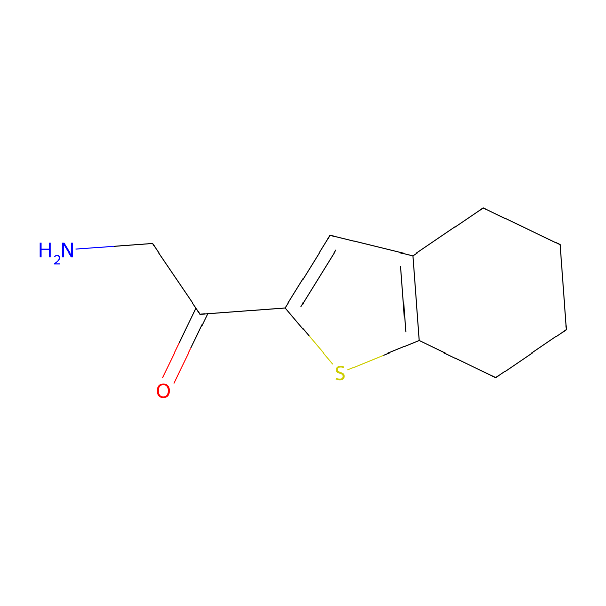 2-Amino-1-(4,5,6,7-tetrahydro-1-benzothiophen-2-yl)ethan-1-one molecular structure, CAS 735253-99-3