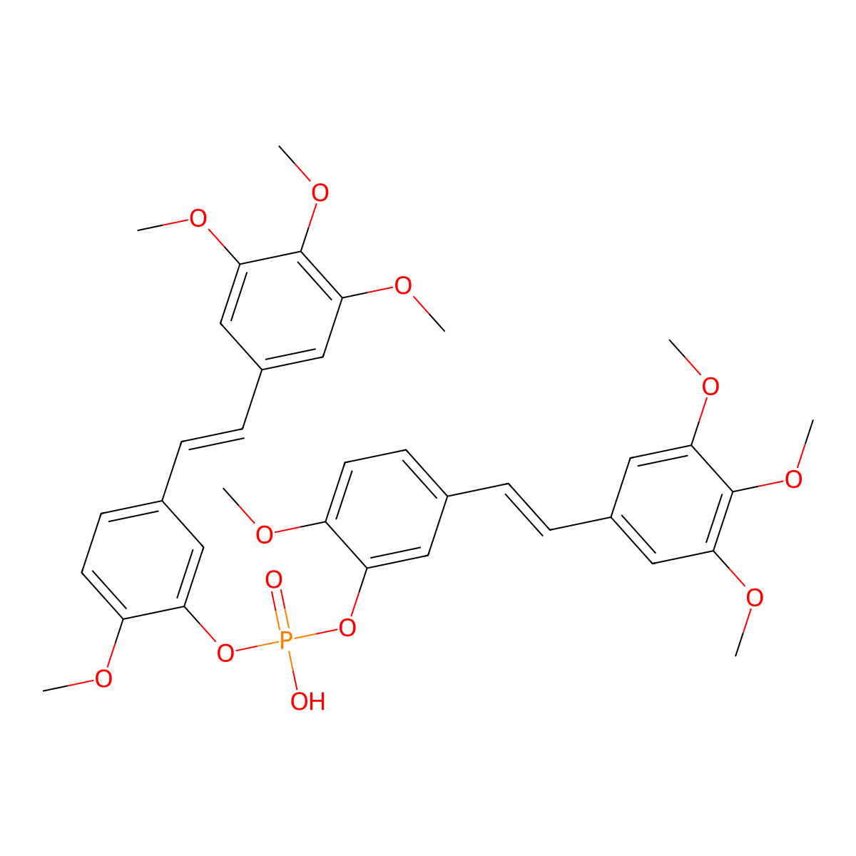 Bis[2-methoxy-5-[2-(3,4,5-trimethoxyphenyl)ethenyl]phenyl] hydrogen phosphate molecular structure, CAS 735261-22-0
