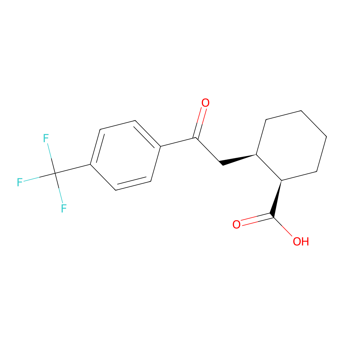 cis-2-[2-Oxo-2-(4-trifluoromethylphenyl)ethyl]cyclohexane-1-carboxylic acid molecular structure, CAS 735274-64-3