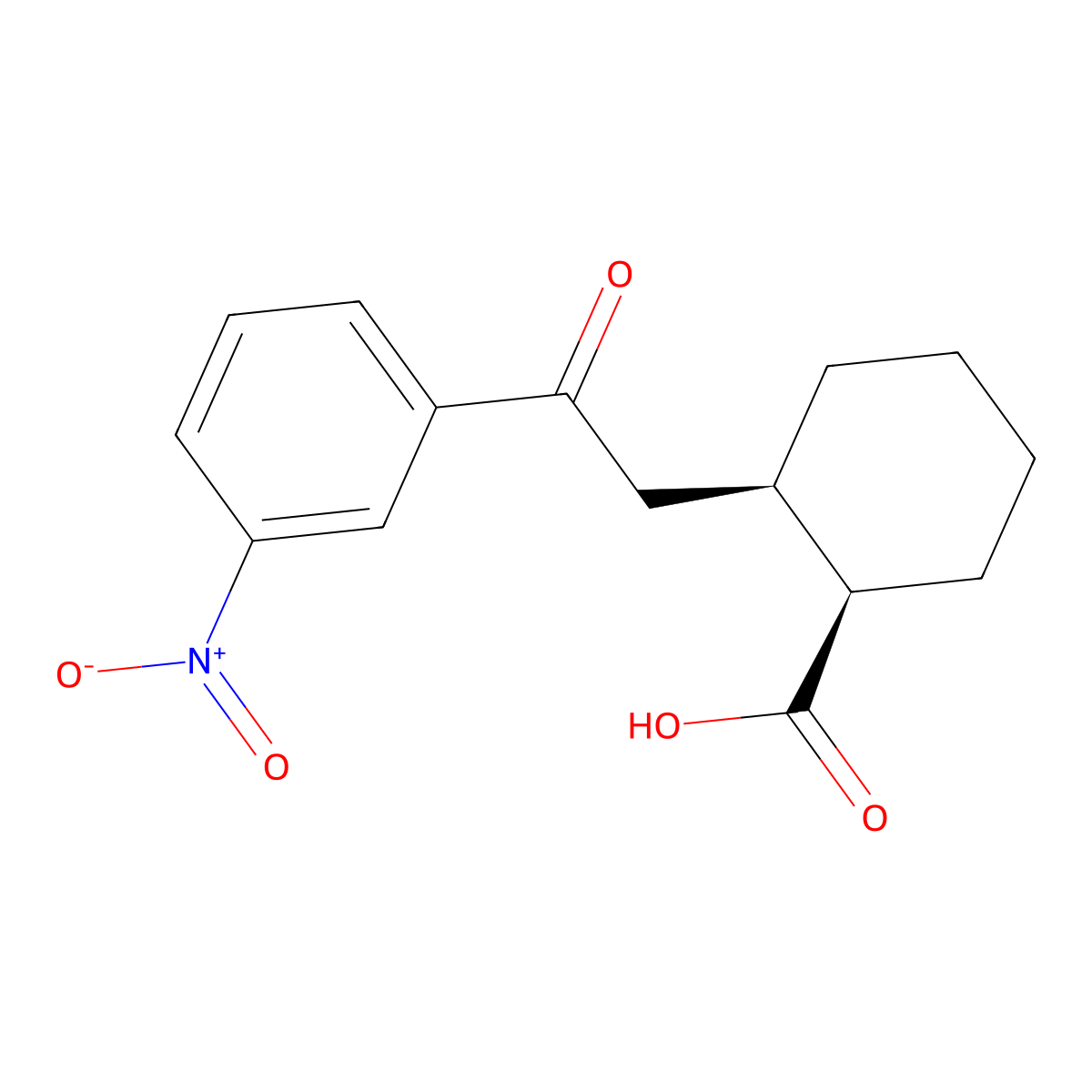 cis-2-[2-Oxo-2-(3-nitrophenyl)ethyl]cyclohexane-1-carboxylic acid molecular structure, CAS 735274-67-6