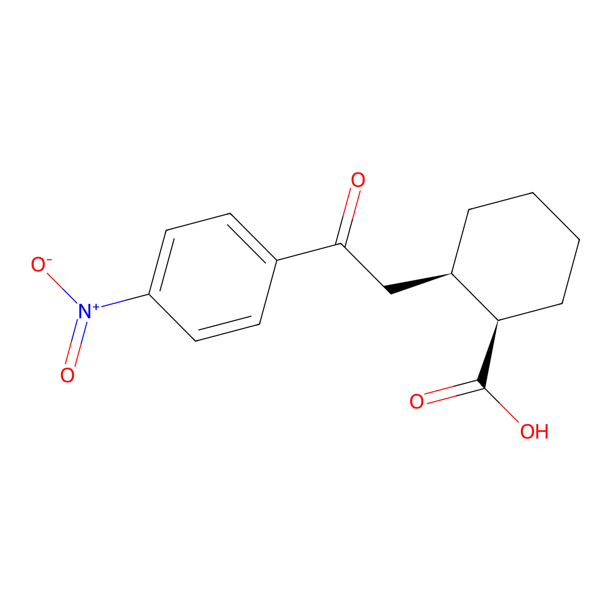 cis-2-[2-Oxo-2-(4-nitrophenyl)ethyl]cyclohexane-1-carboxylic acid molecular structure, CAS 735274-68-7