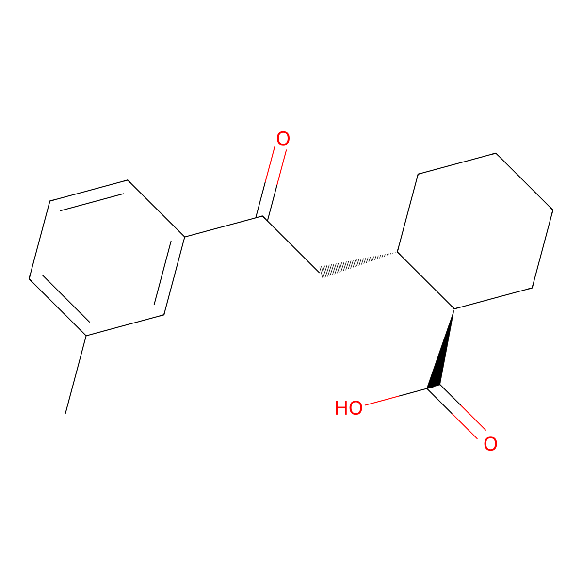 trans-2-[2-(3-Methylphenyl)-2-oxoethyl]cyclohexane-1-carboxylic acid molecular structure, CAS 735274-71-2