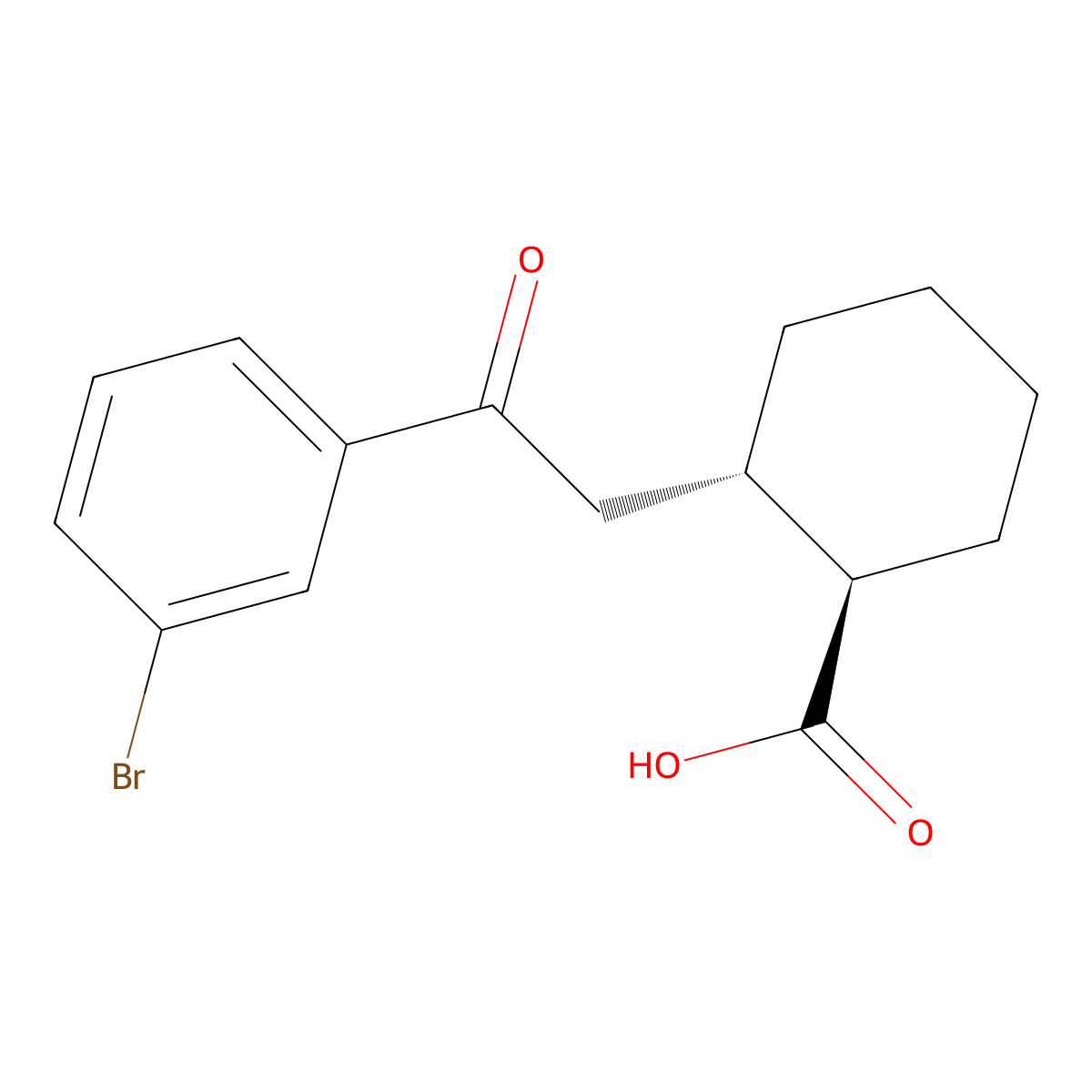 trans-2-[2-(3-Bromophenyl)-2-oxoethyl]cyclohexane-1-carboxylic acid molecular structure, CAS 735274-85-8