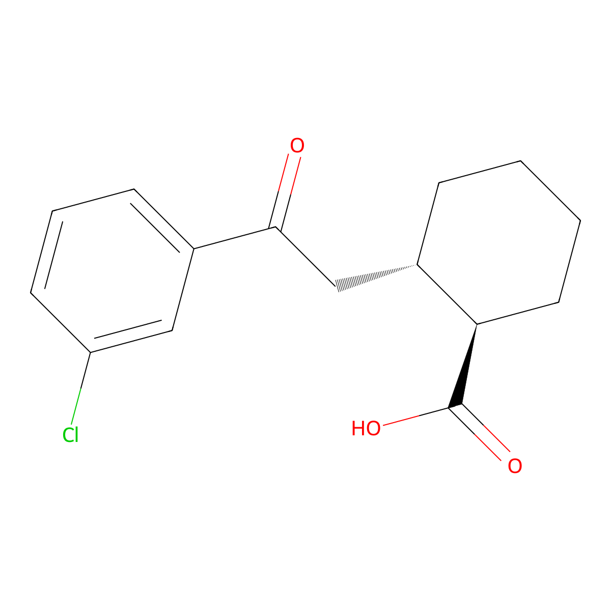 trans-2-[2-(3-Chlorophenyl)-2-oxoethyl]cyclohexane-1-carboxylic acid molecular structure, CAS 735274-89-2