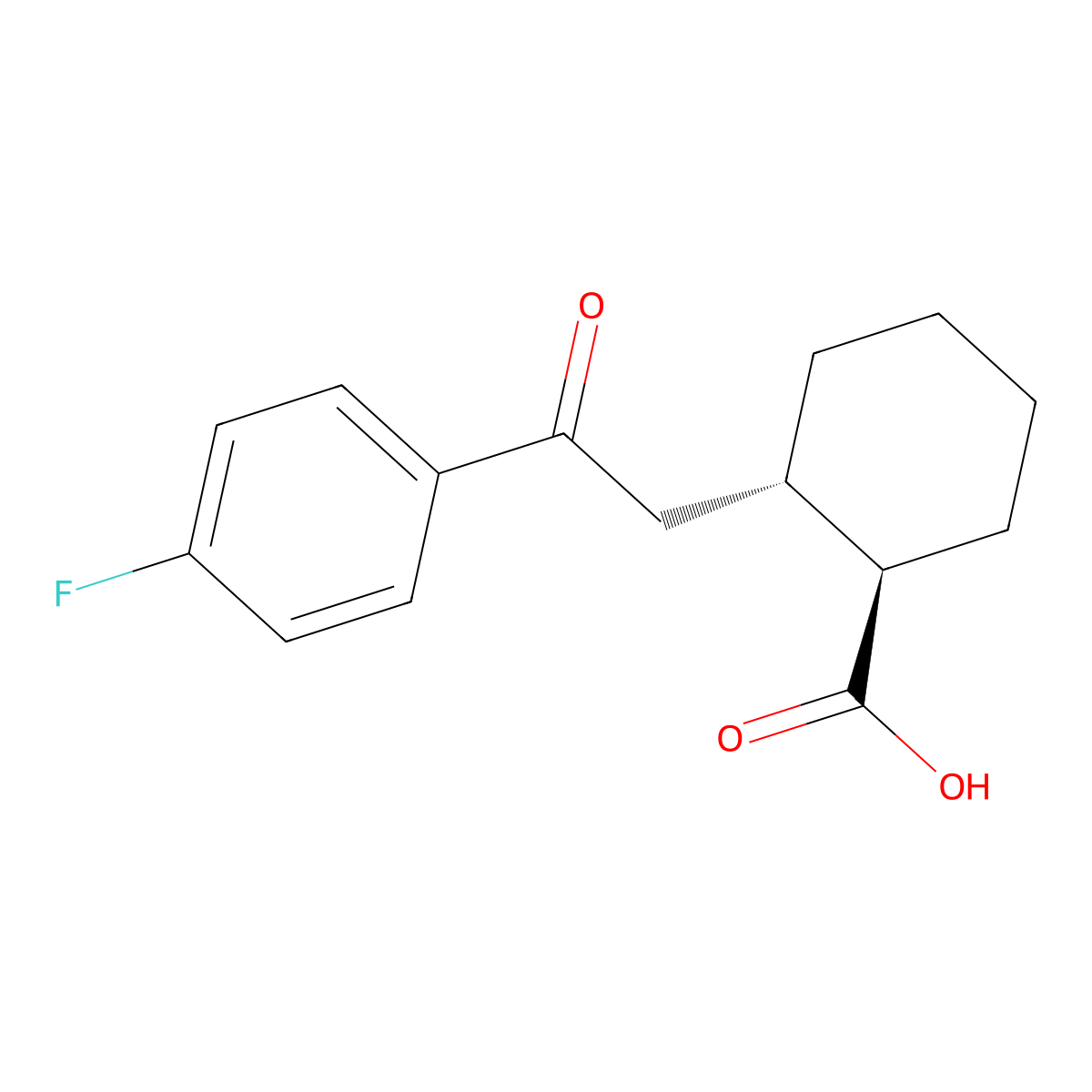 trans-2-[2-(4-Fluorophenyl)-2-oxoethyl]cyclohexane-1-carboxylic acid molecular structure, CAS 735274-91-6