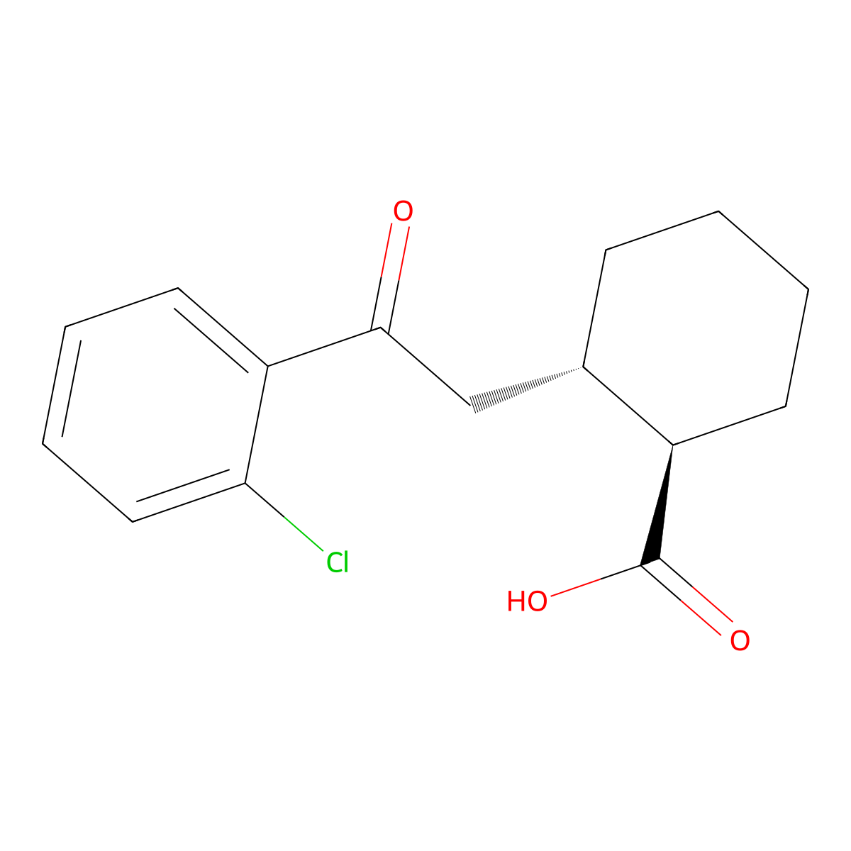 trans-2-[2-(2-Chlorophenyl)-2-oxoethyl]cyclohexane-1-carboxylic acid molecular structure, CAS 735274-93-8