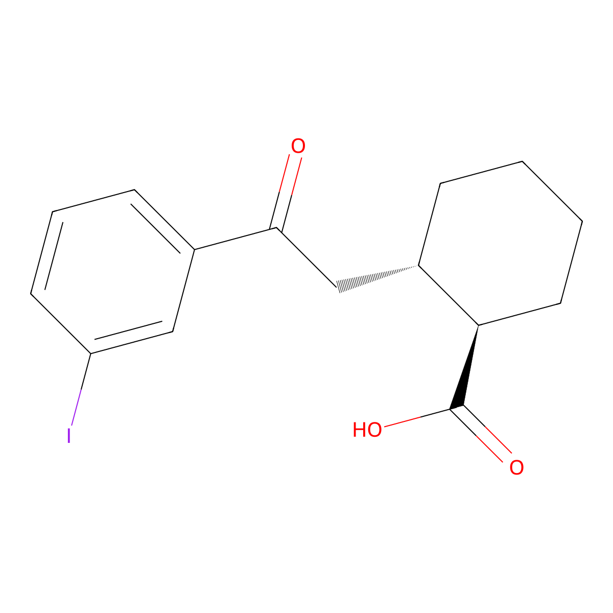 trans-2-[2-(3-Iodophenyl)-2-oxoethyl]cyclohexane-1-carboxylic acid molecular structure, CAS 735274-96-1