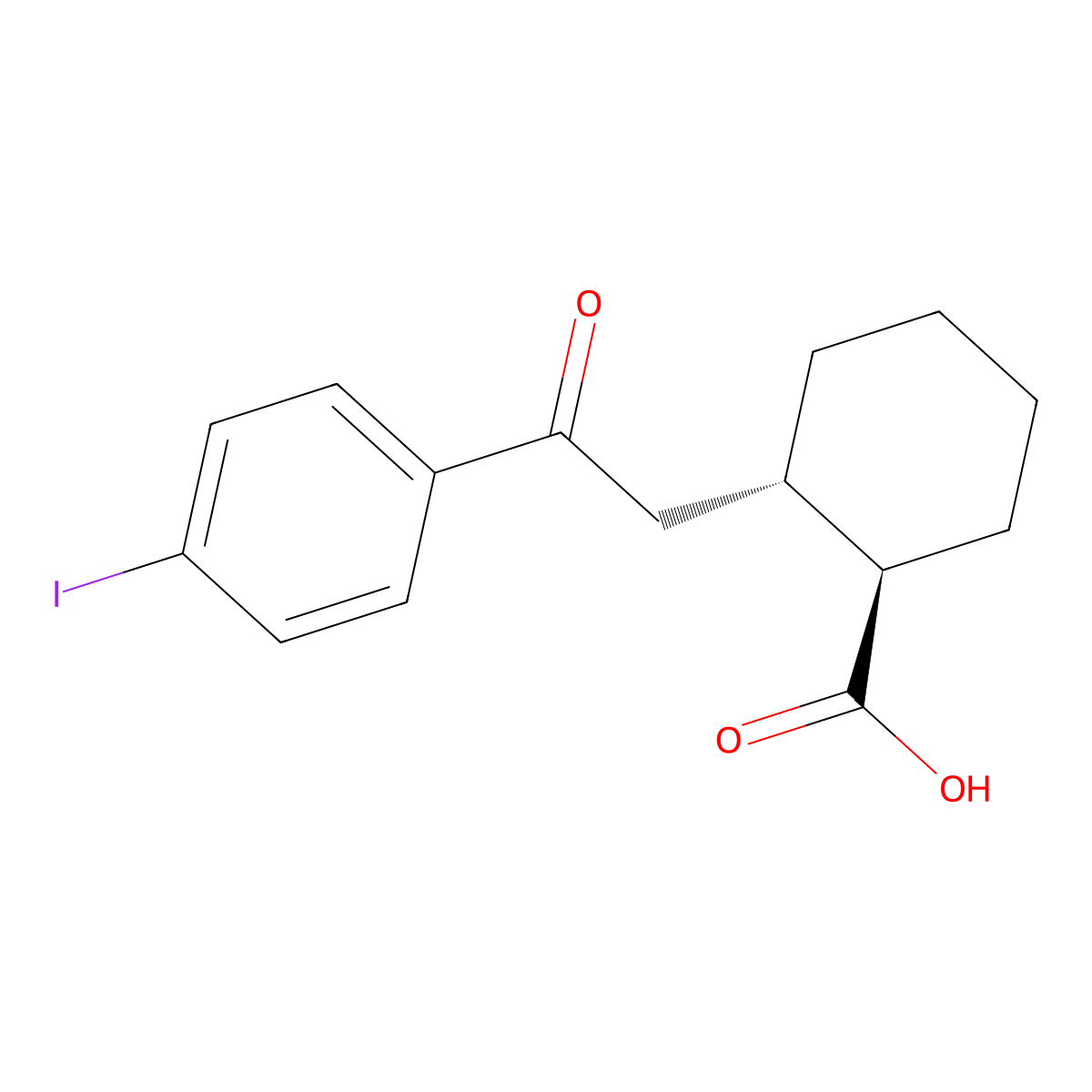 trans-2-[2-(4-Iodophenyl)-2-oxoethyl]cyclohexane-1-carboxylic acid molecular structure, CAS 735274-97-2