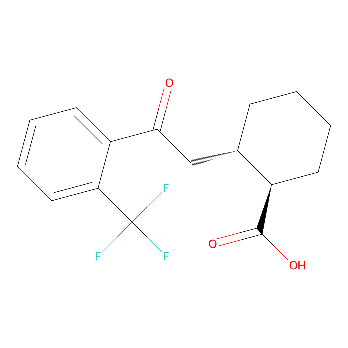 trans-2-[2-Oxo-2-(2-trifluoromethylphenyl)ethyl]cyclohexane-1-carboxylic acid molecular structure, CAS 735274-98-3