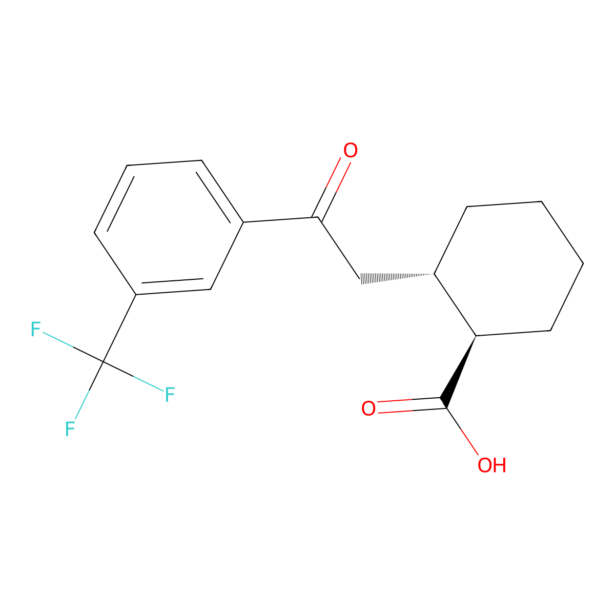 trans-2-[2-Oxo-2-(3-trifluoromethylphenyl)ethyl]cyclohexane-1-carboxylic acid molecular structure, CAS 735274-99-4