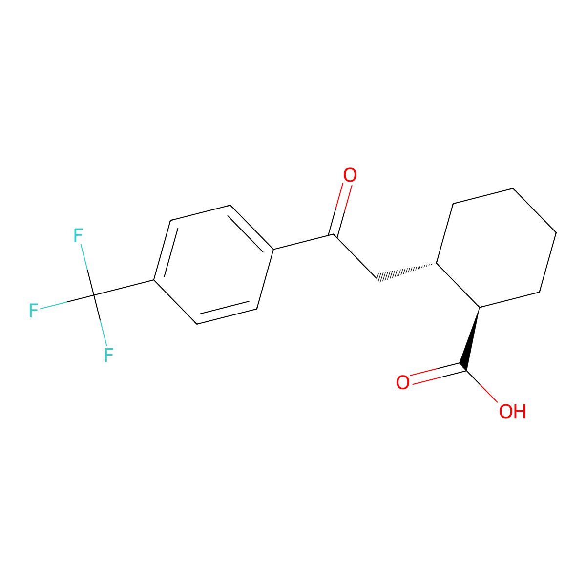 trans-2-[2-Oxo-2-(4-trifluoromethylphenyl)ethyl]cyclohexane-1-carboxylic acid molecular structure, CAS 735275-00-0