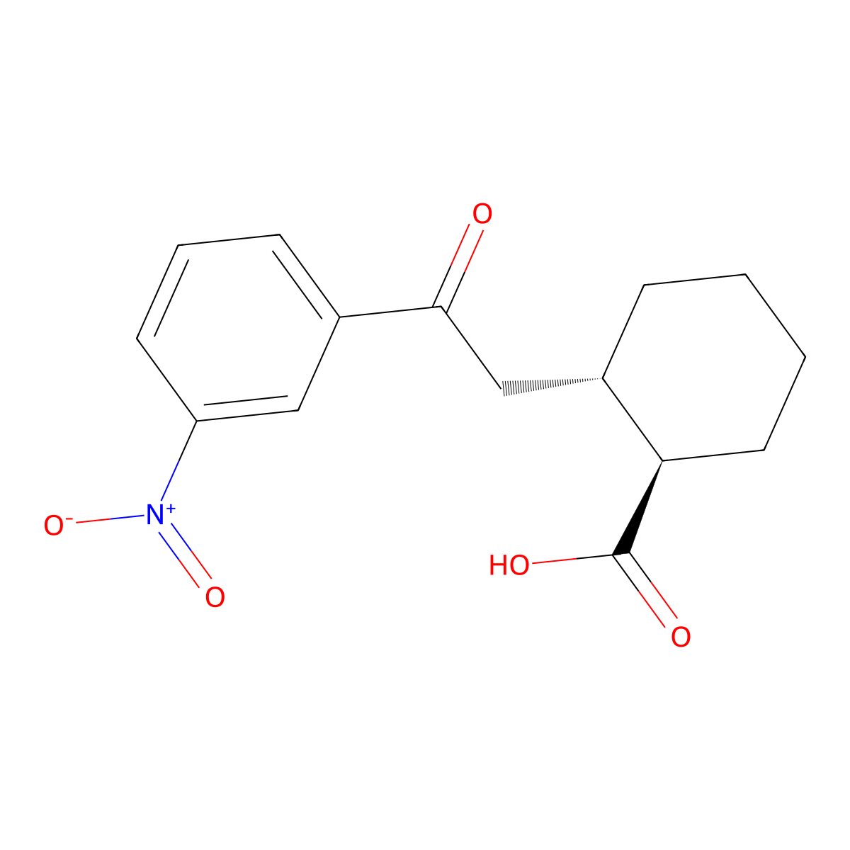 trans-2-[2-Oxo-2-(3-nitrophenyl)ethyl]cyclohexane-1-carboxylic acid molecular structure, CAS 735275-02-2