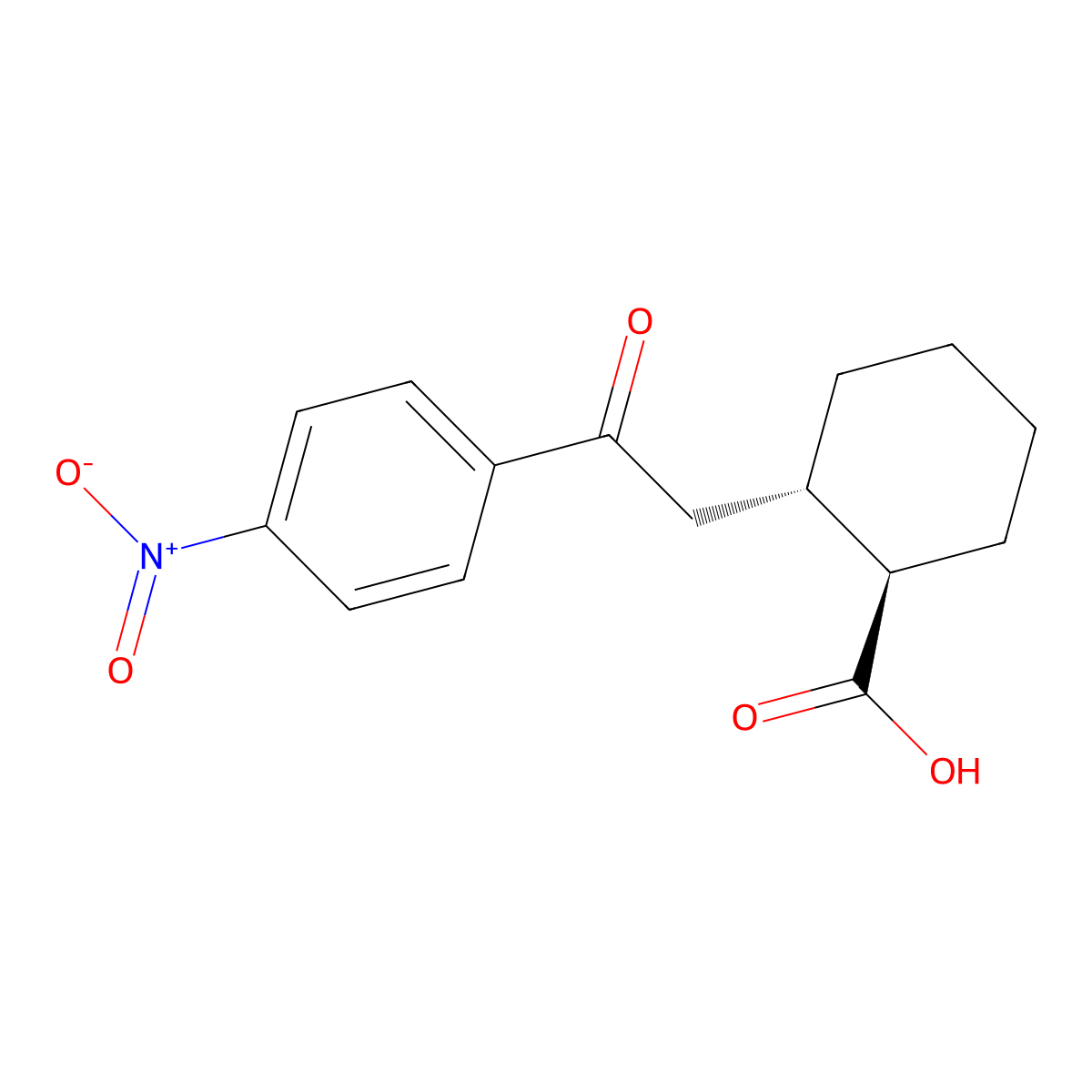 trans-2-[2-Oxo-2-(4-nitrophenyl)ethyl]cyclohexane-1-carboxylic acid molecular structure, CAS 735275-03-3