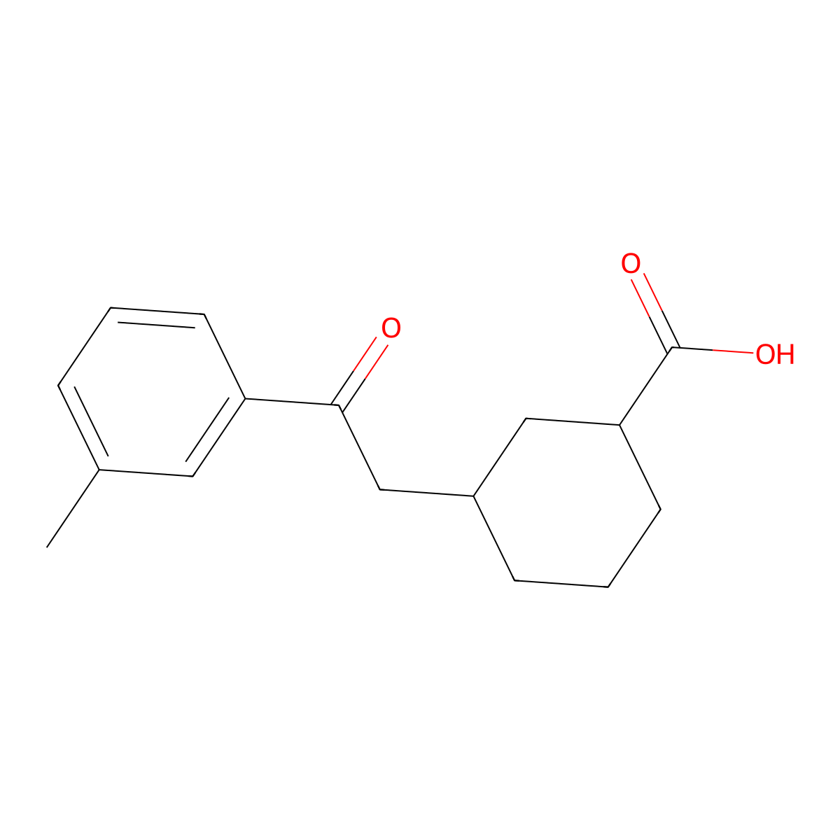 cis-3-[2-(3-Methylphenyl)-2-oxoethyl]-cyclohexane-1-carboxylic acid molecular structure, CAS 735275-06-6