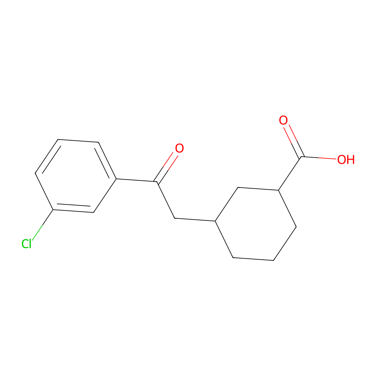 cis-3-[2-(3-Chlorophenyl)-2-oxoethyl]-cyclohexane-1-carboxylic acid molecular structure, CAS 735275-16-8