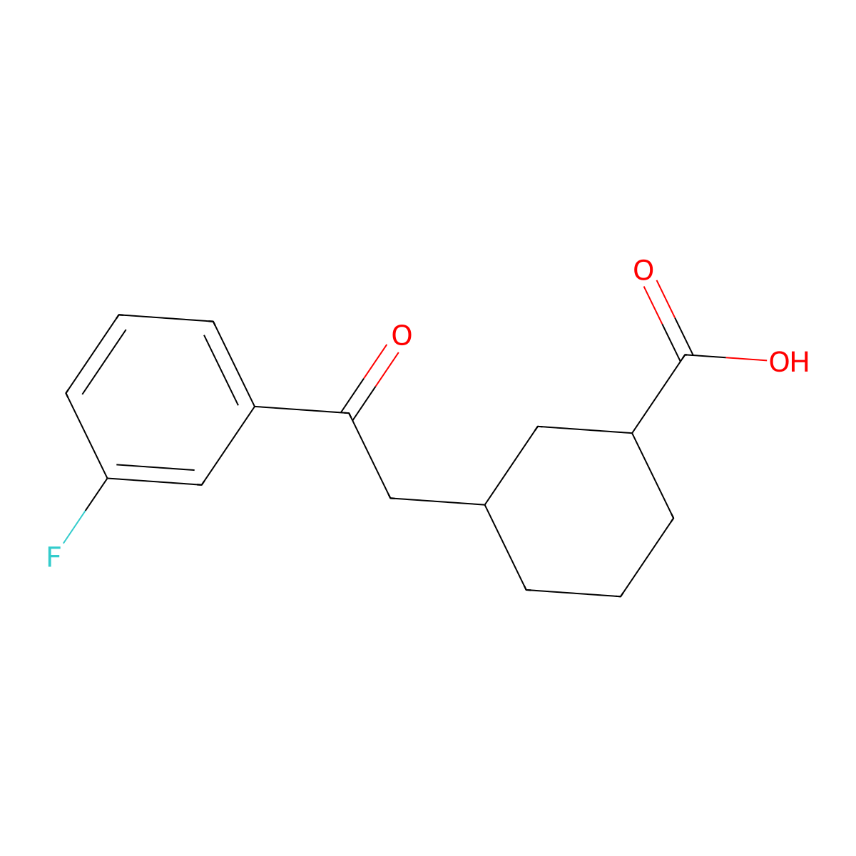 cis-3-[2-(3-Fluorophenyl)-2-oxoethyl]-cyclohexane-1-carboxylic acid molecular structure, CAS 735275-18-0