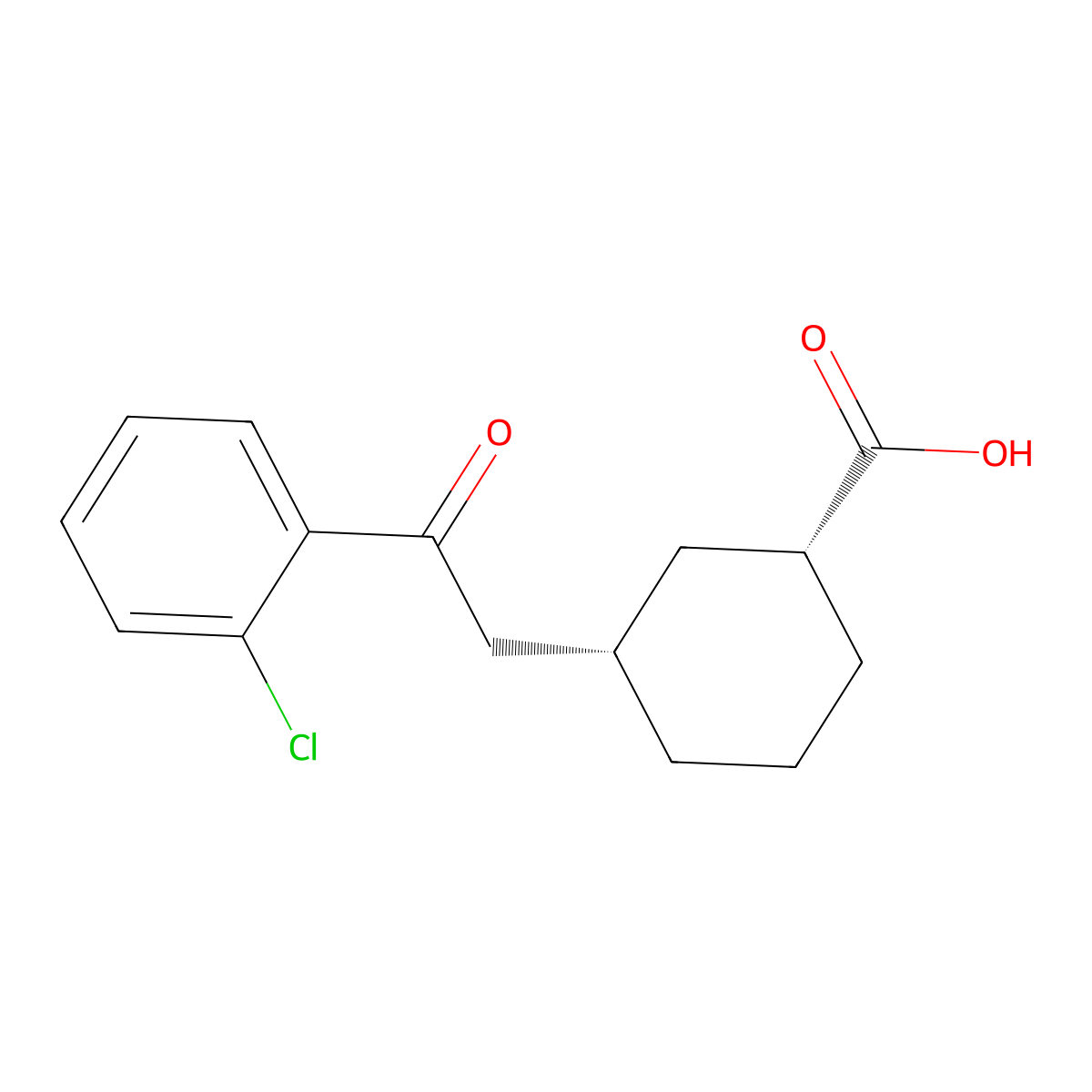 cis-3-[2-(2-Chlorophenyl)-2-oxoethyl]cyclohexane-1-carboxylic acid molecular structure, CAS 735275-21-5