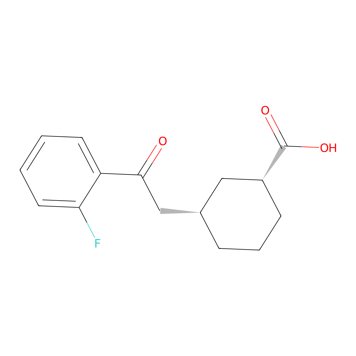 cis-3-[2-(2-Fluorophenyl)-2-oxoethyl]cyclohexane-1-carboxylic acid molecular structure, CAS 735275-36-2