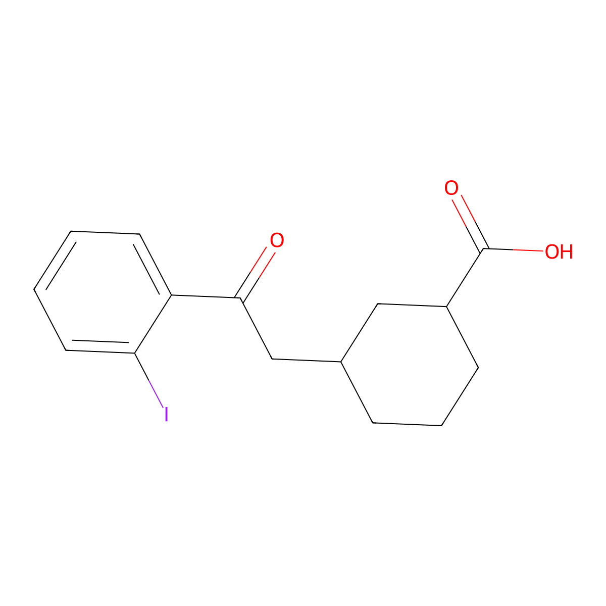 cis-3-[2-(2-Iodophenyl)-2-oxoethyl]-cyclohexane-1-carboxylic acid molecular structure, CAS 735275-37-3