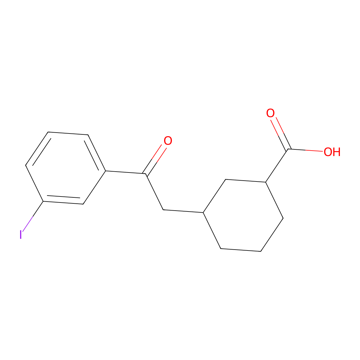cis-3-[2-(3-Iodophenyl)-2-oxoethyl]-cyclohexane-1-carboxylic acid molecular structure, CAS 735275-38-4