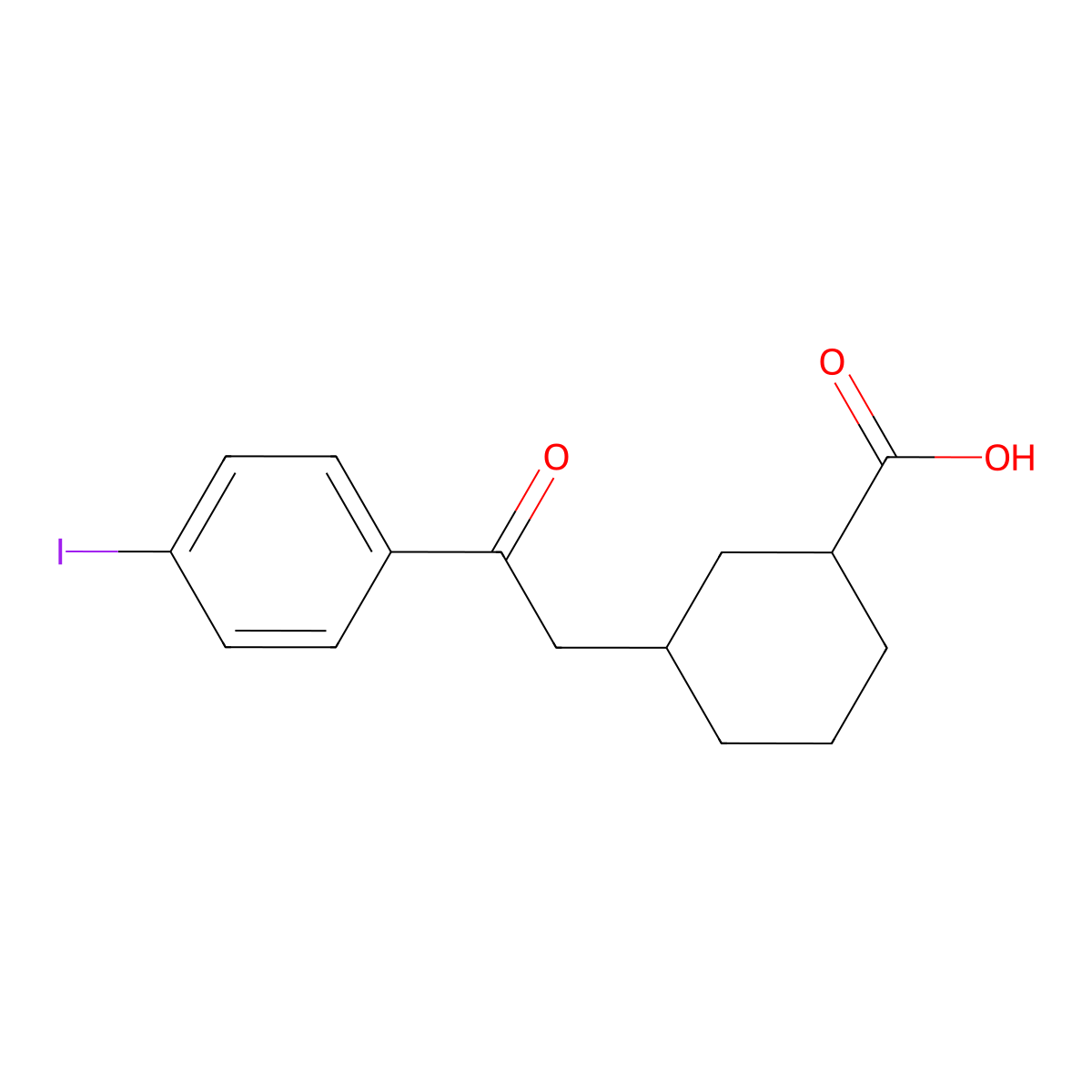 cis-3-[2-(4-Iodophenyl)-2-oxoethyl]-cyclohexane-1-carboxylic acid molecular structure, CAS 735275-39-5