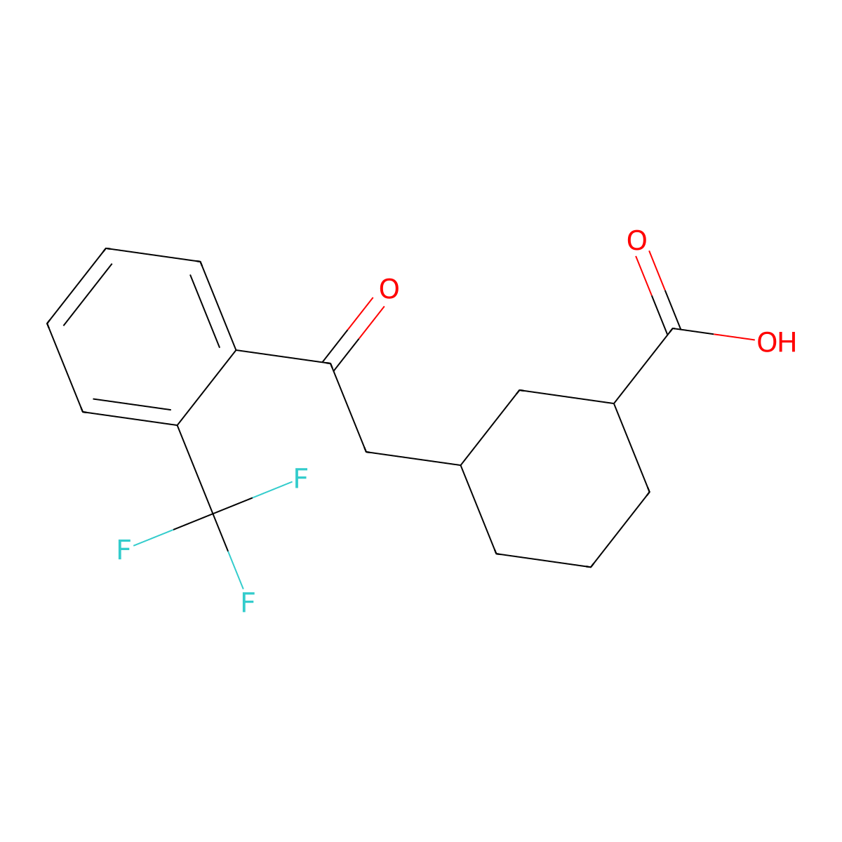 cis-3-[2-Oxo-2-(2-trifluoromethylphenyl)-ethyl]cyclohexane-1-carboxylic acid molecular structure, CAS 735275-40-8