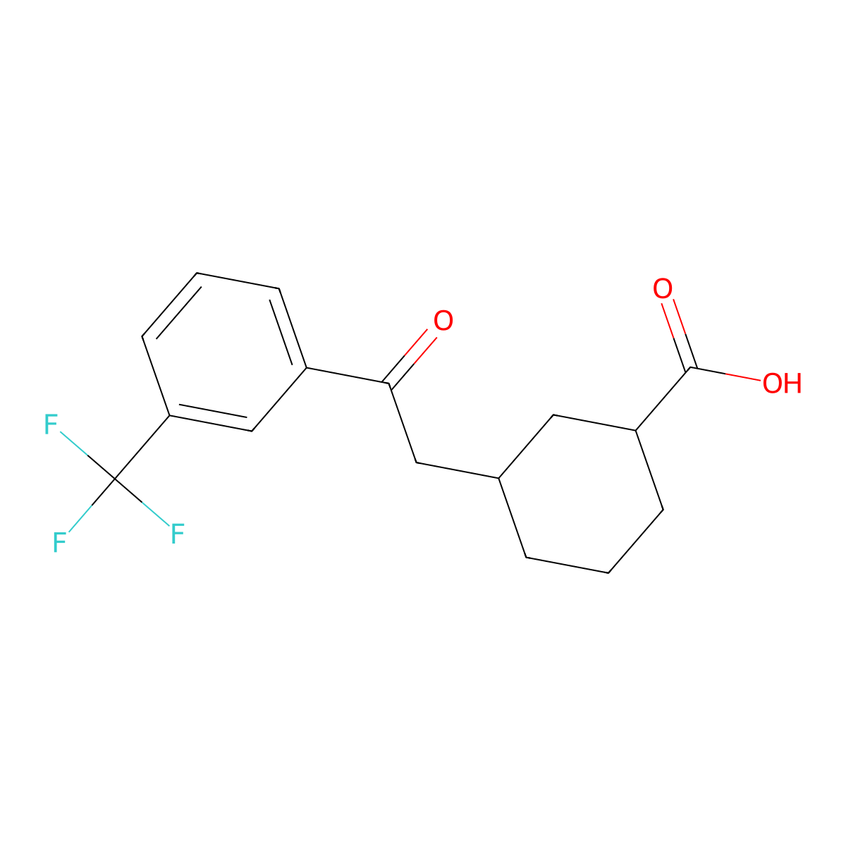 cis-3-[2-Oxo-2-(3-trifluoromethylphenyl)-ethyl]cyclohexane-1-carboxylic acid molecular structure, CAS 735275-41-9
