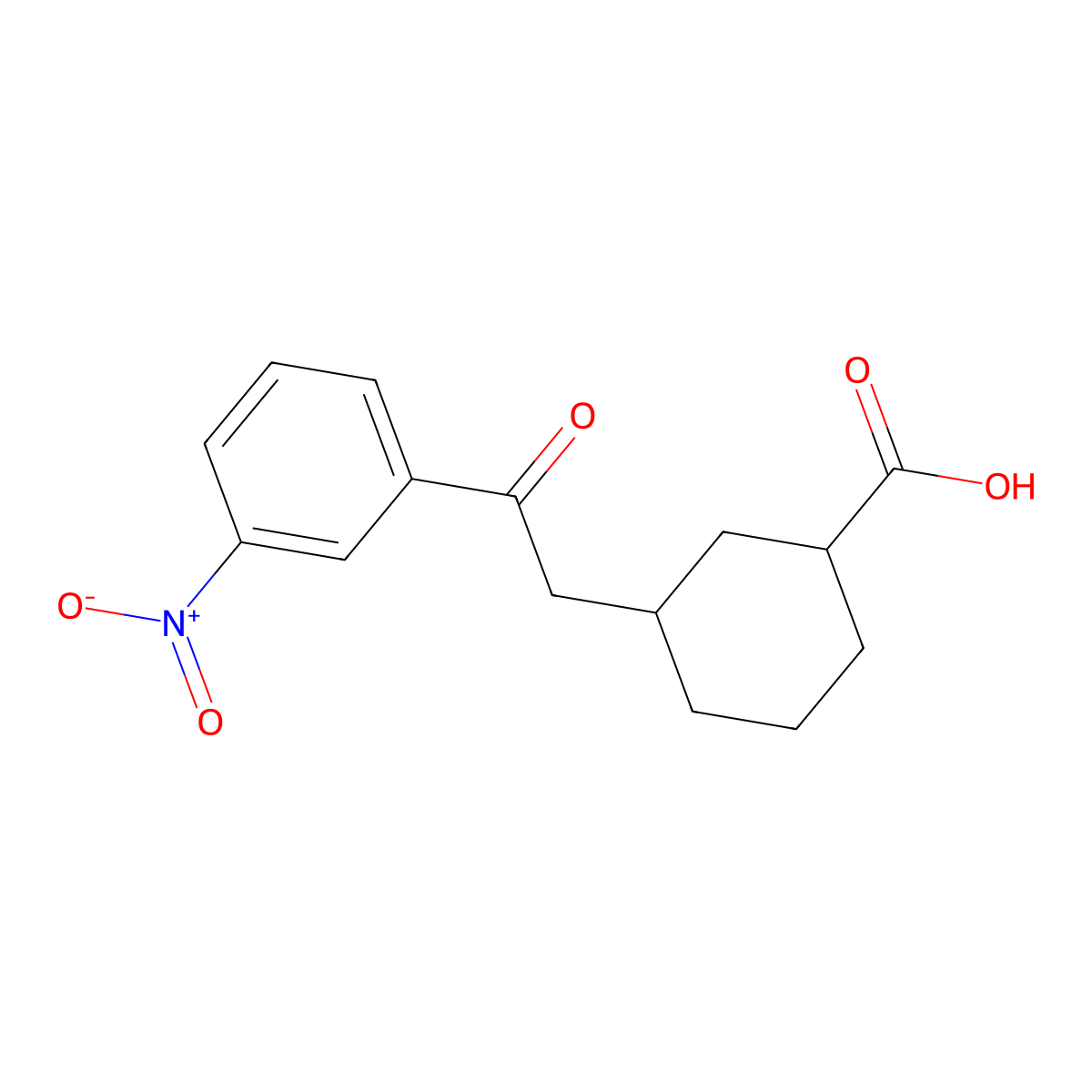 cis-3-[2-Oxo-2-(3-nitrophenyl)ethyl]-cyclohexane-1-carboxylic acid molecular structure, CAS 735275-44-2