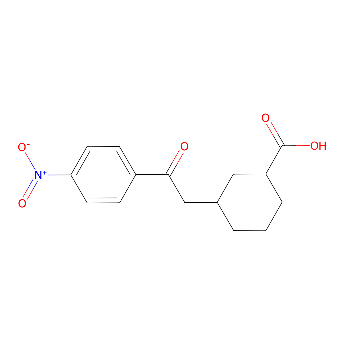 cis-3-[2-Oxo-2-(4-nitrophenyl)ethyl]-cyclohexane-1-carboxylic acid molecular structure, CAS 735275-45-3