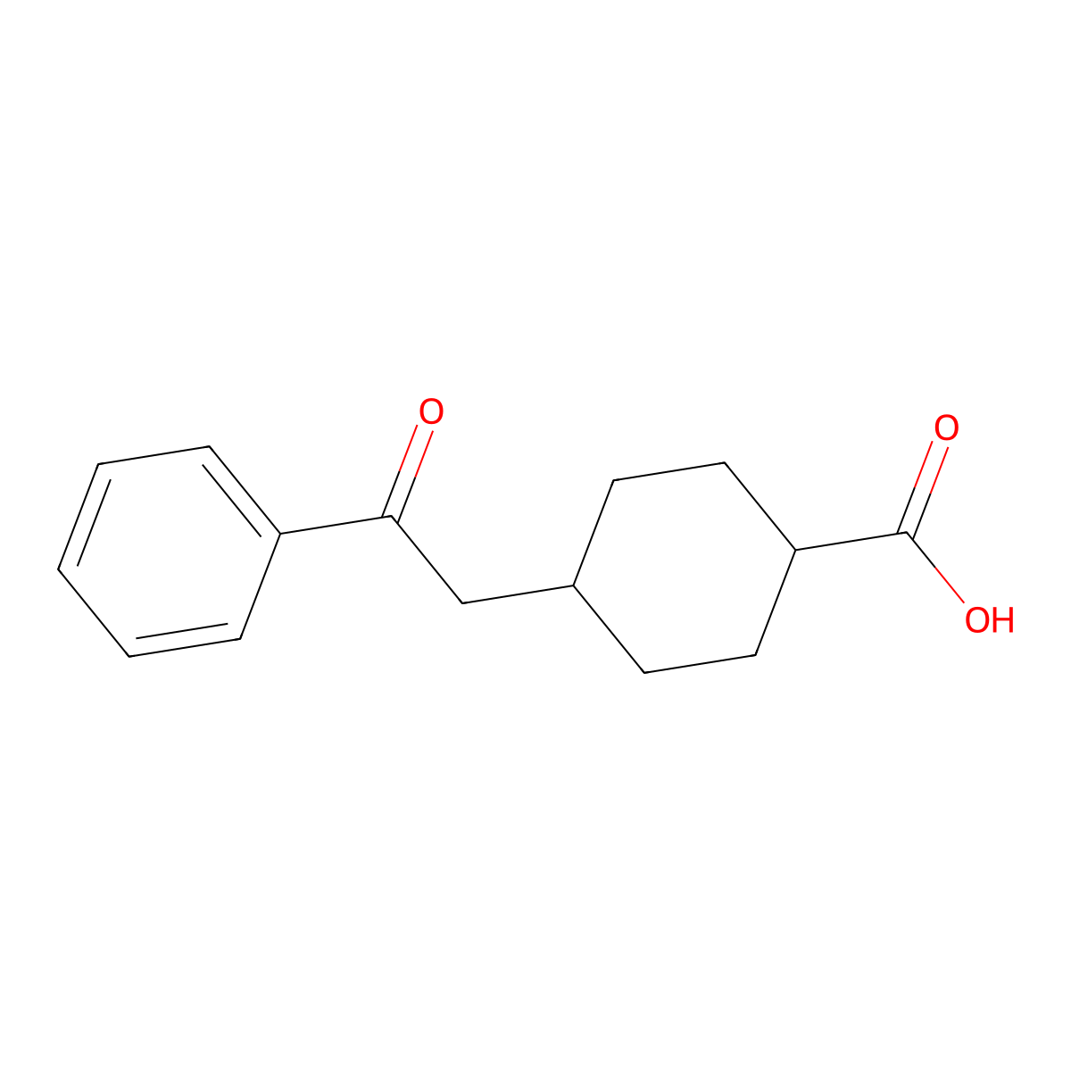 trans-4-(2-Oxo-2-phenylethyl)cyclohexane-1-carboxylic acid molecular structure, CAS 735275-46-4