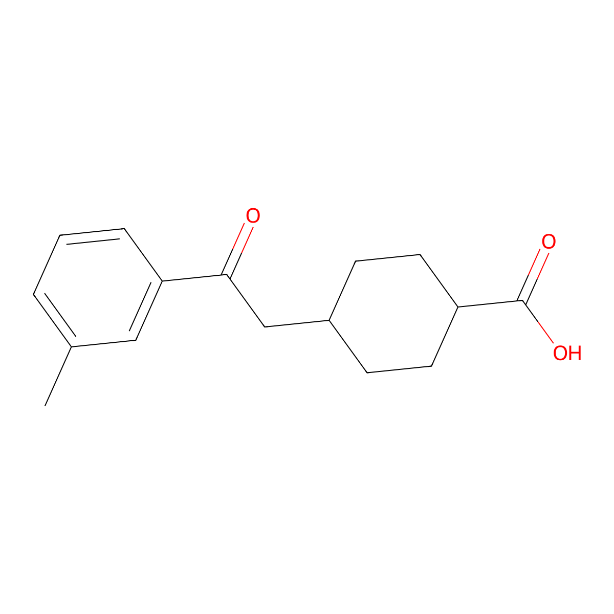 cis-4-[2-(3-Methylphenyl)-2-oxoethyl]-cyclohexane-1-carboxylic acid molecular structure, CAS 735275-48-6